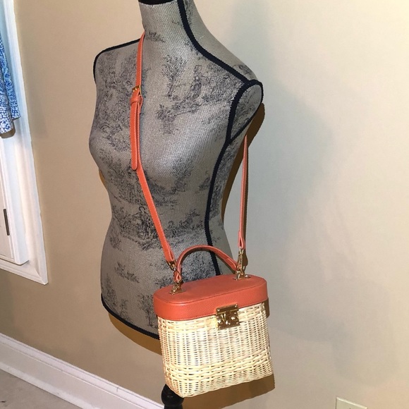 NWOT Tropical Orange & Straw Convertible Crossbody Bag - Picture 11 of 15